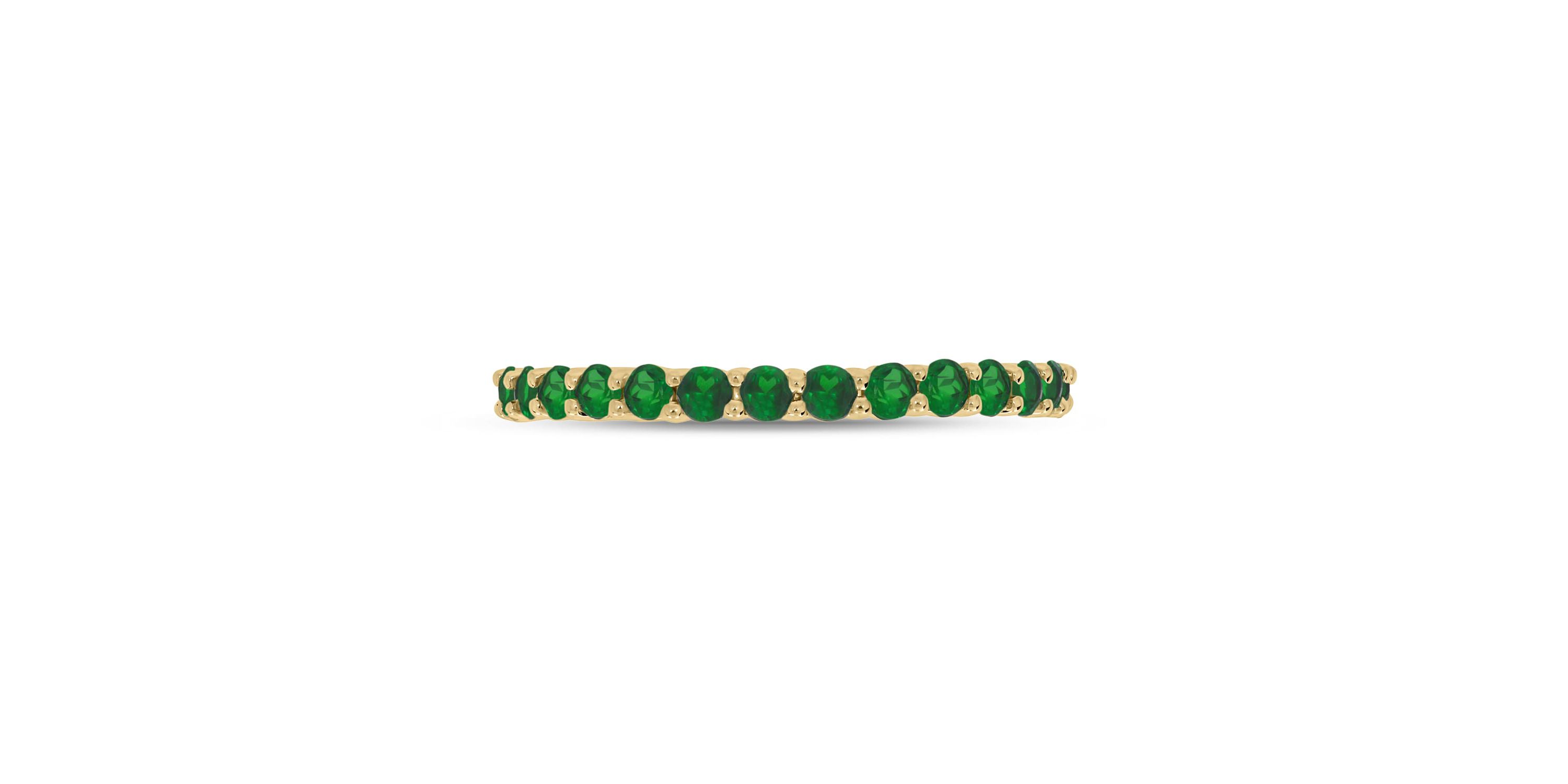 5/8 ct.t.w. Diamond Natural Round Shape Emerald  Anniversary Band in 14KT Rose Gold