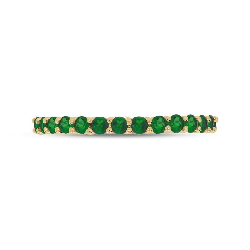 5/8 ct.t.w. Diamond Natural Round Shape Emerald  Anniversary Band in 14KT Rose Gold