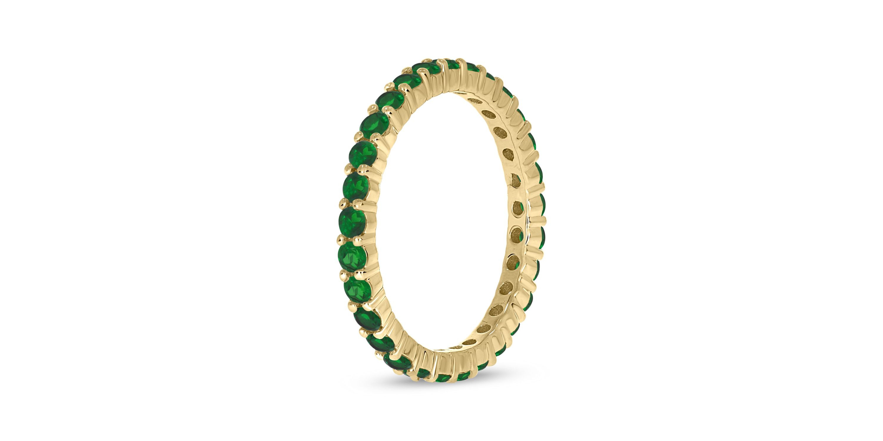 5/8 ct.t.w. Diamond Natural Round Shape Emerald  Anniversary Band in 14KT Rose Gold