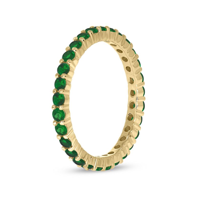 5/8 ct.t.w. Diamond Natural Round Shape Emerald  Anniversary Band in 14KT Rose Gold