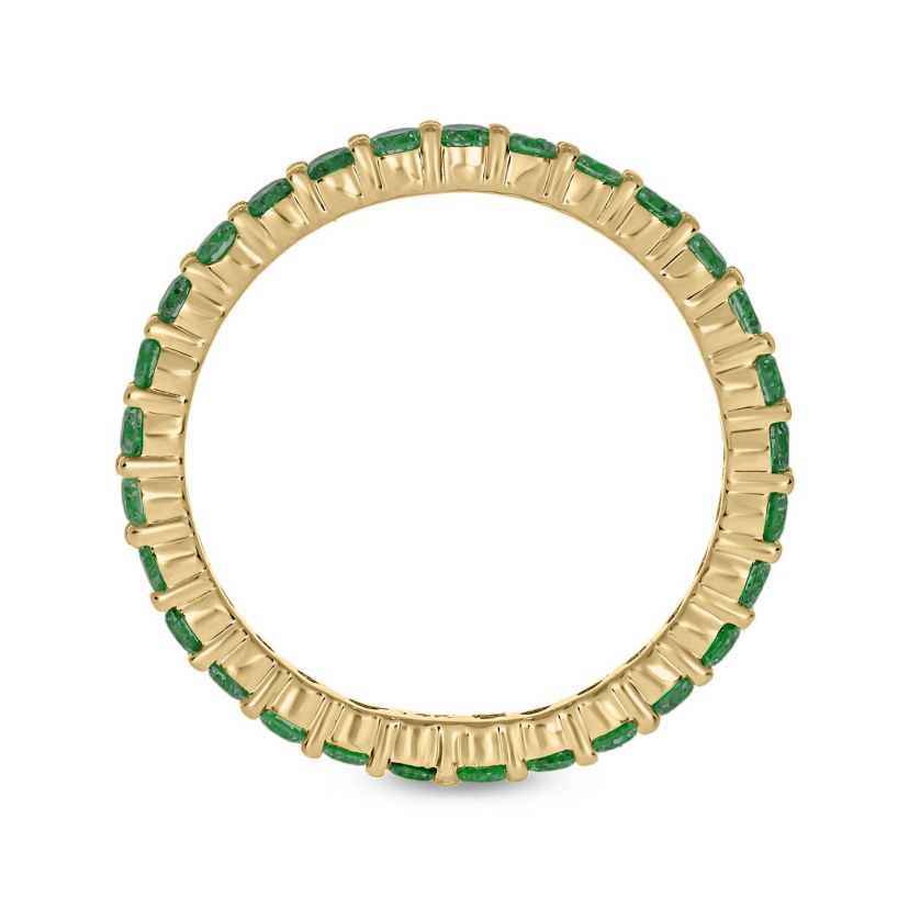 5/8 ct.t.w. Diamond Natural Round Shape Emerald  Anniversary Band in 14KT Rose Gold