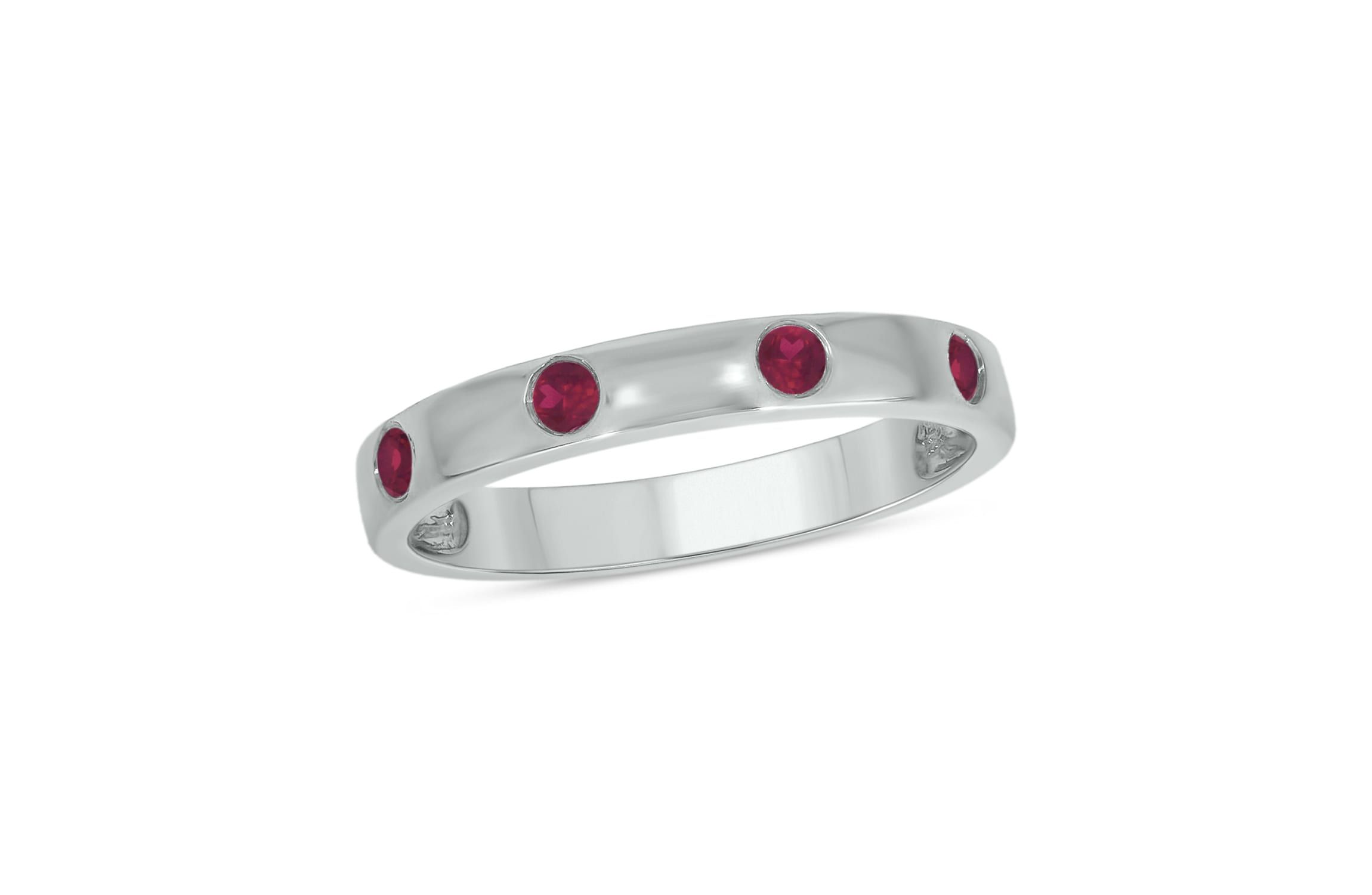 1/6 ct.t.w. Diamond Natural Round Ruby Anniversary Band in 14KT Yellow Gold