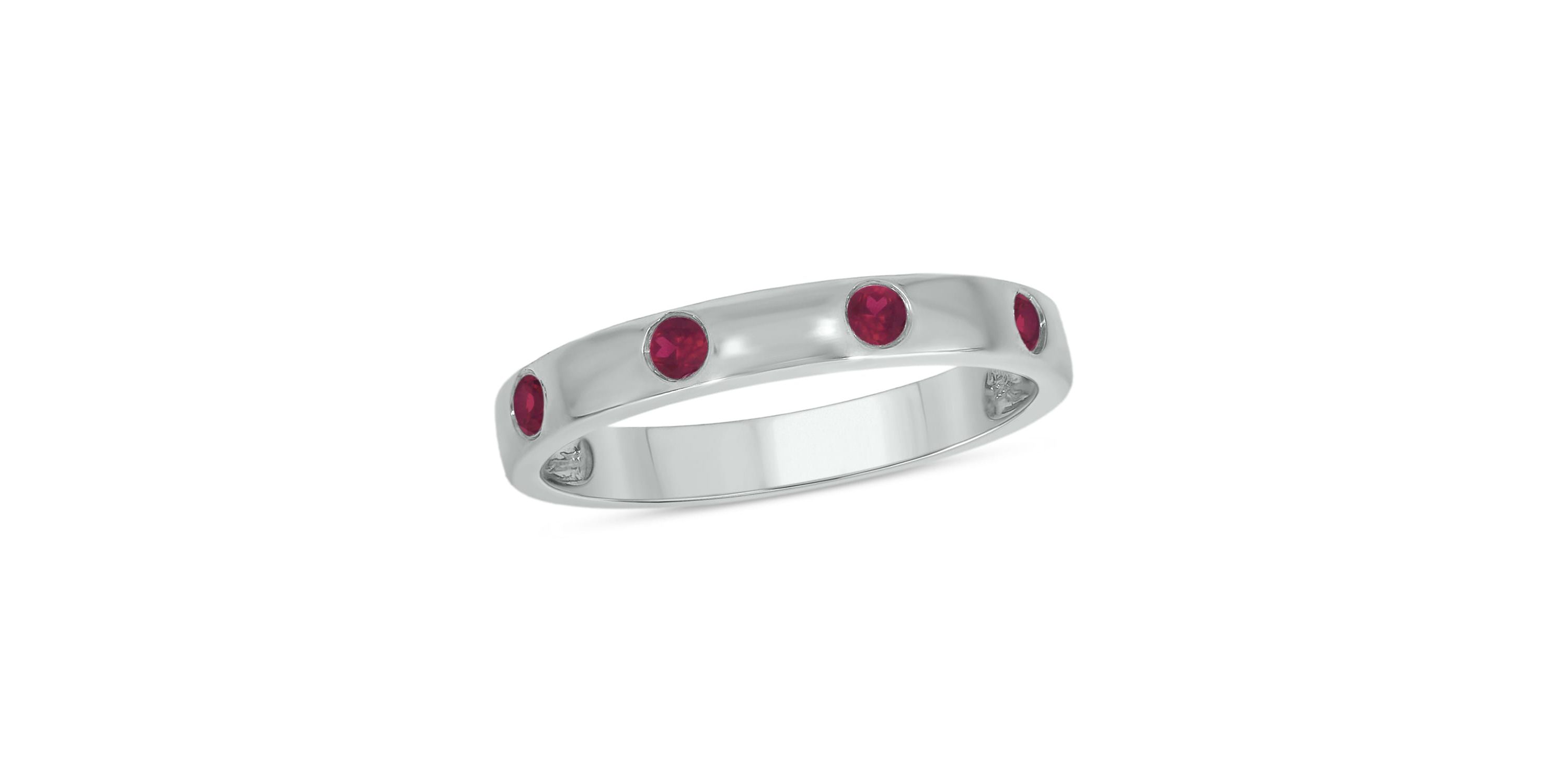 1/6 ct.t.w. Diamond Natural Round Ruby Anniversary Band in 14KT Yellow Gold