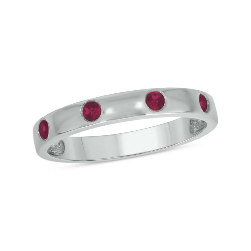 1/6 ct.t.w. Diamond Natural Round Ruby Anniversary Band in 14KT Yellow Gold