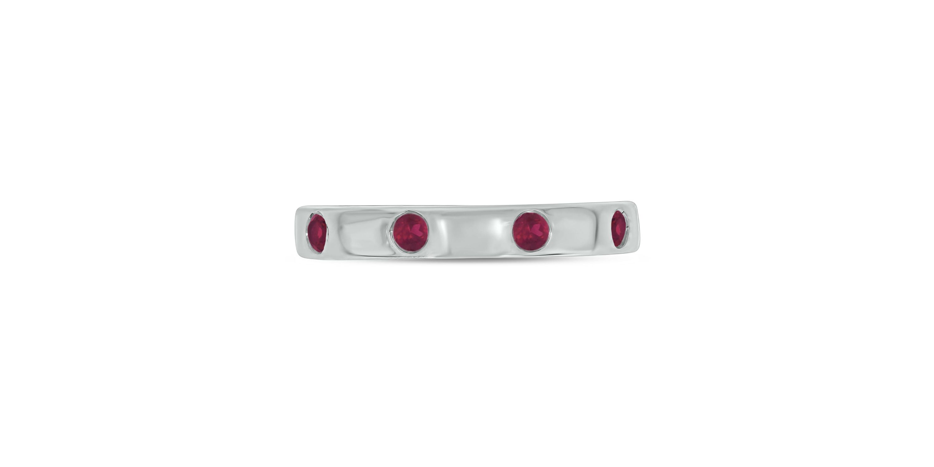 1/6 ct.t.w. Diamond Natural Round Ruby Anniversary Band in 14KT Yellow Gold
