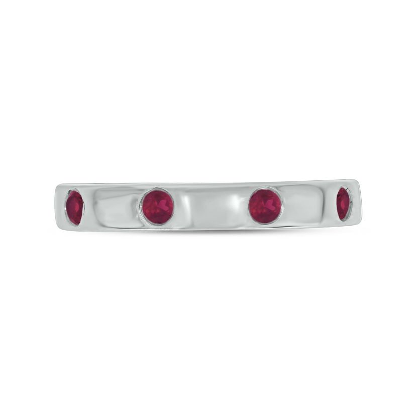 1/6 ct.t.w. Diamond Natural Round Ruby Anniversary Band in 14KT Yellow Gold