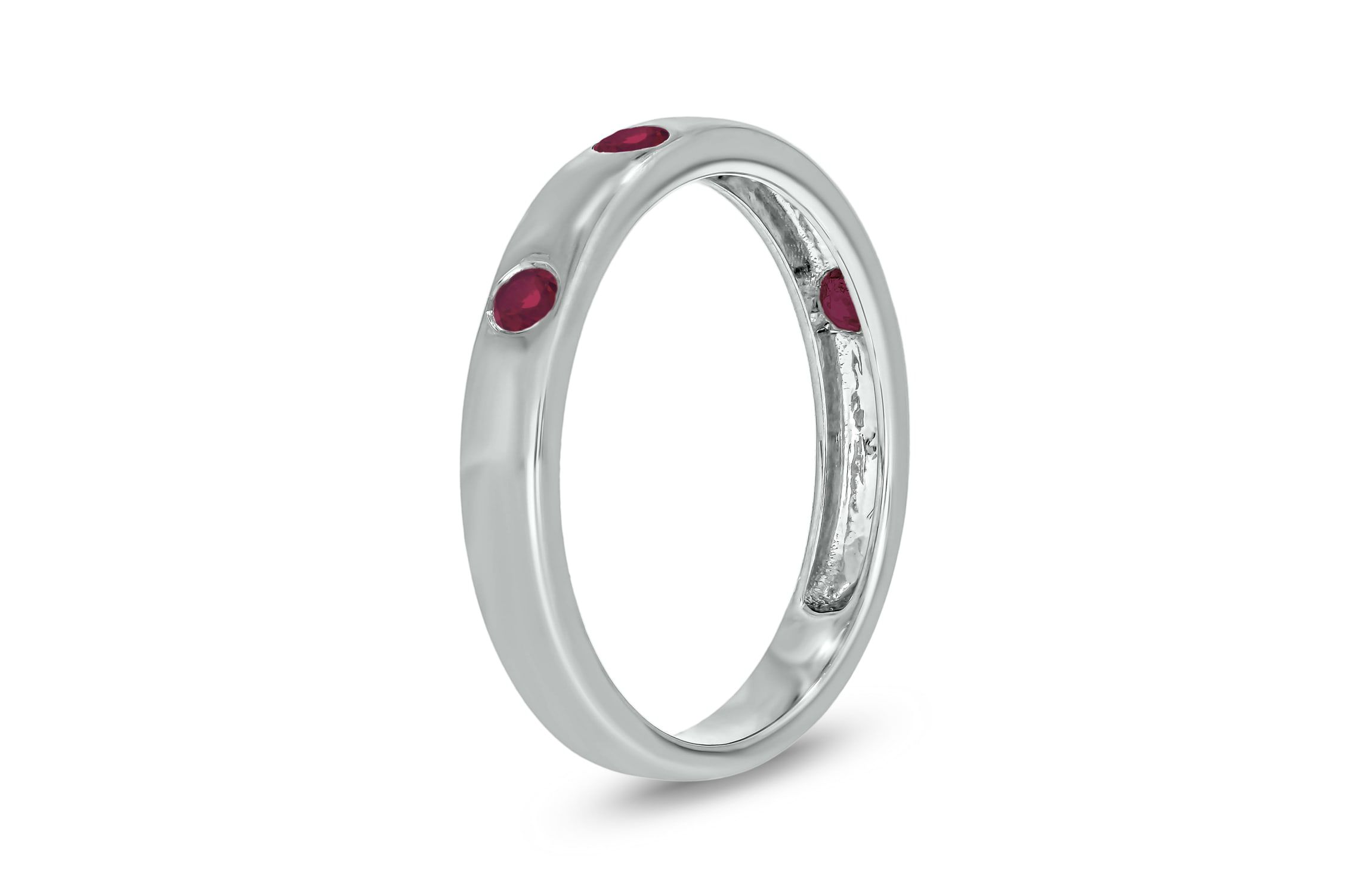 1/6 ct.t.w. Diamond Natural Round Ruby Anniversary Band in 14KT Yellow Gold