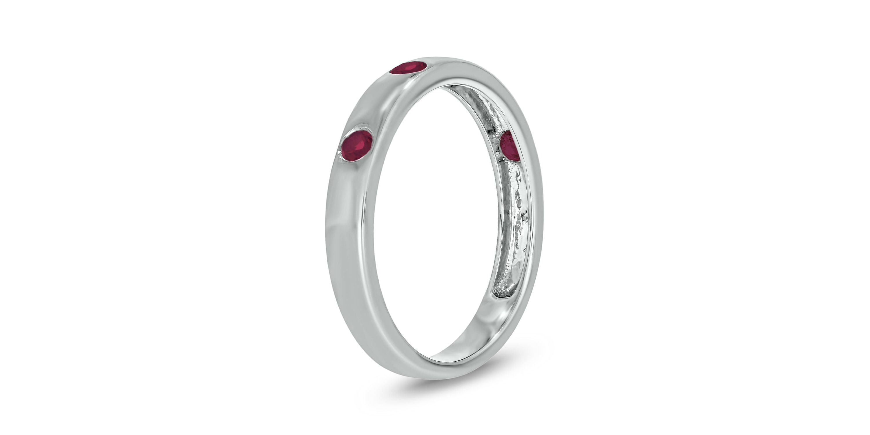 1/6 ct.t.w. Diamond Natural Round Ruby Anniversary Band in 14KT Yellow Gold