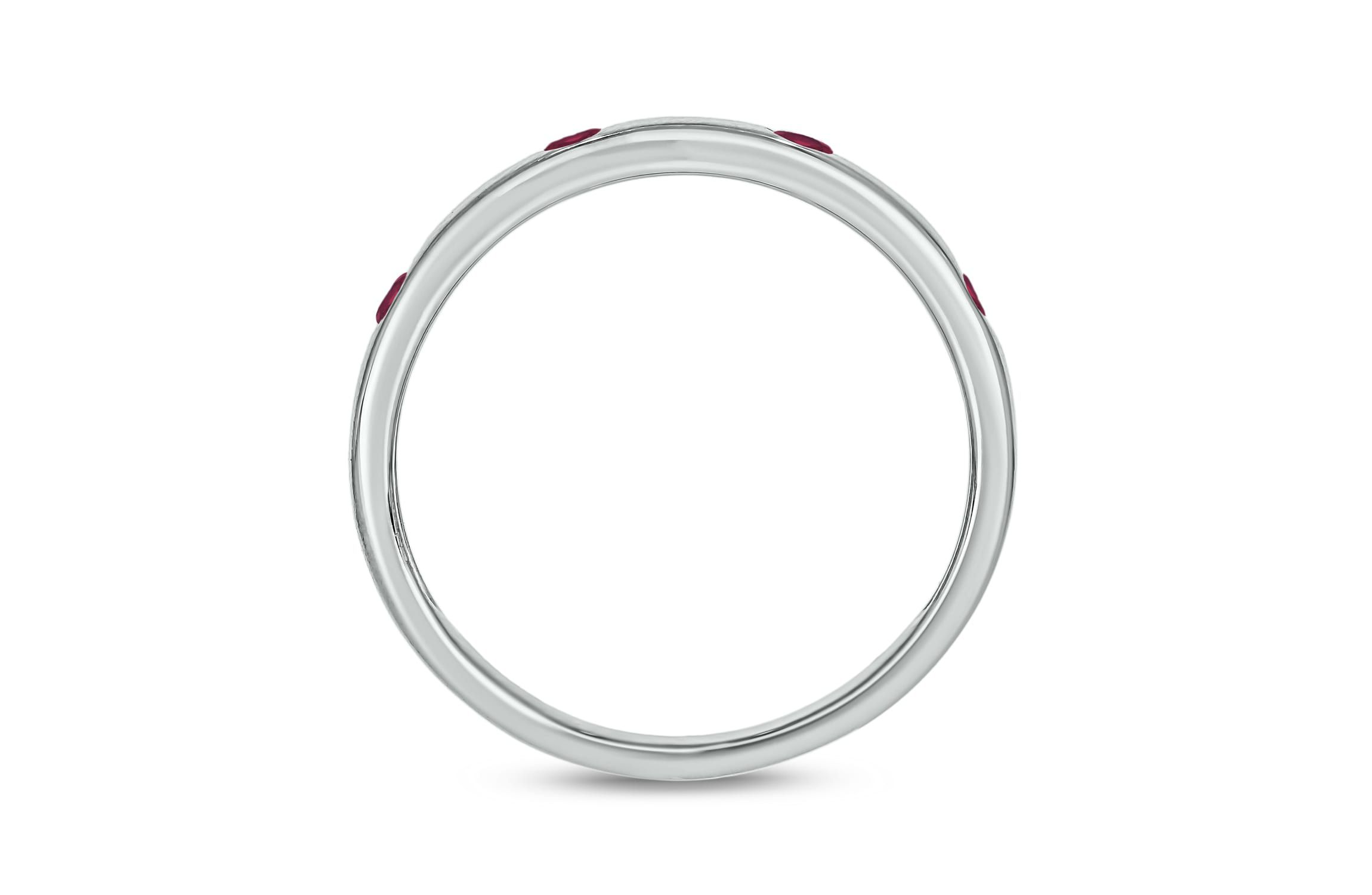 1/6 ct.t.w. Diamond Natural Round Ruby Anniversary Band in 14KT Yellow Gold