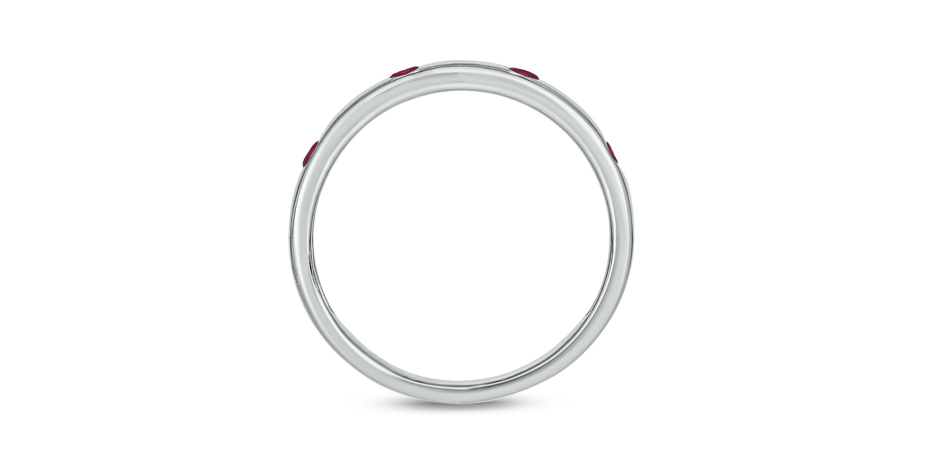 1/6 ct.t.w. Diamond Natural Round Ruby Anniversary Band in 14KT Yellow Gold