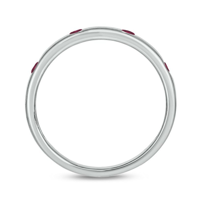 1/6 ct.t.w. Diamond Natural Round Ruby Anniversary Band in 14KT Yellow Gold