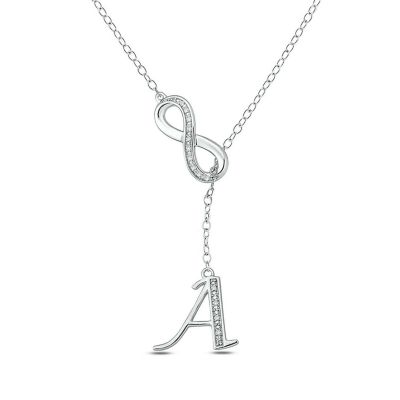 Belk & Co Diamond Accent Initial Infinity Lariat Necklace In Sterling Silver, White