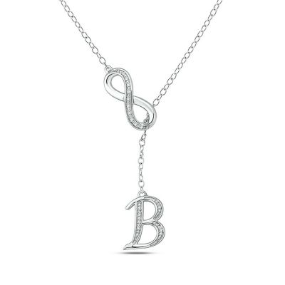Belk & Co Diamond Accent Initial Infinity Lariat Necklace In Sterling Silver, White
