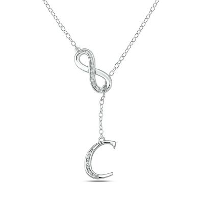 Belk & Co Diamond Accent Initial Infinity Lariat Necklace In Sterling Silver, White