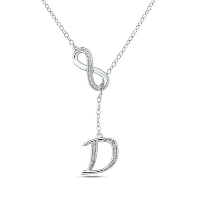 Belk & Co Diamond Accent Initial Infinity Lariat Necklace In Sterling Silver, White