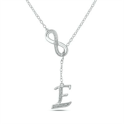 Belk & Co Diamond Accent Initial Infinity Lariat Necklace In Sterling Silver, White