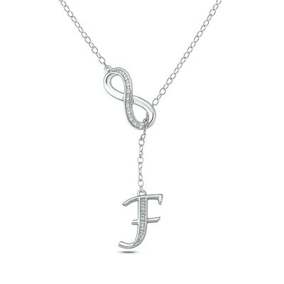Belk & Co Diamond Accent Initial Infinity Lariat Necklace In Sterling Silver, White