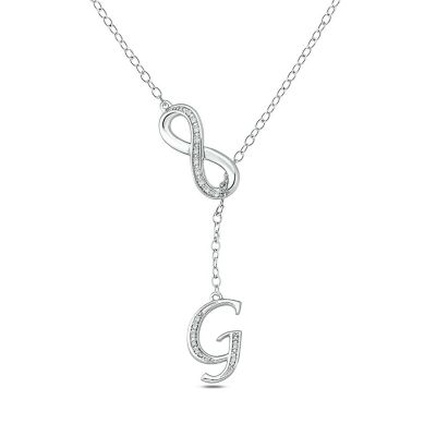 Belk & Co Diamond Accent Initial Infinity Lariat Necklace In Sterling Silver, White