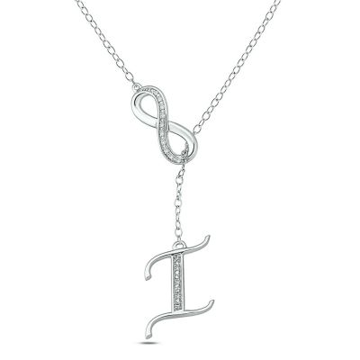 Belk & Co Diamond Accent Initial Infinity Lariat Necklace In Sterling Silver, White
