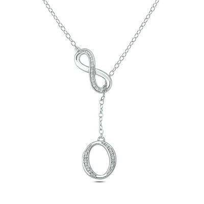 Belk & Co Diamond Accent Initial Infinity Lariat Necklace In Sterling Silver, White