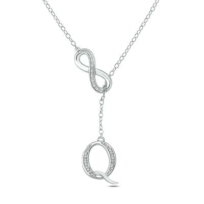 Belk & Co Diamond Accent Initial Infinity Lariat Necklace In Sterling Silver, White