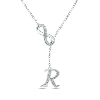 Belk & Co Diamond Accent Initial Infinity Lariat Necklace In Sterling Silver, White