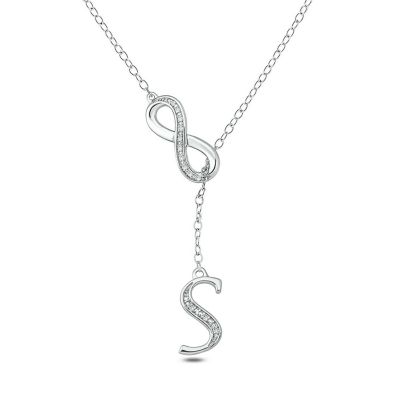 Belk & Co Diamond Accent Initial Infinity Lariat Necklace In Sterling Silver, White