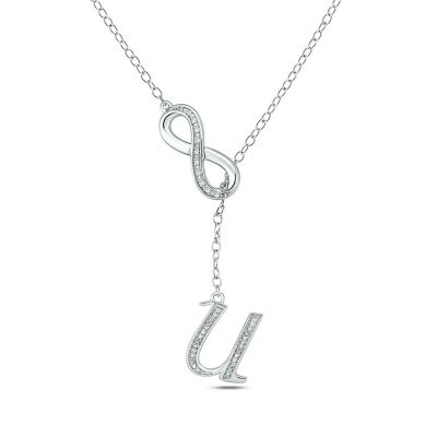 Belk & Co Diamond Accent Initial Infinity Lariat Necklace In Sterling Silver, White