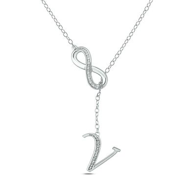 Belk & Co Diamond Accent Initial Infinity Lariat Necklace In Sterling Silver, White