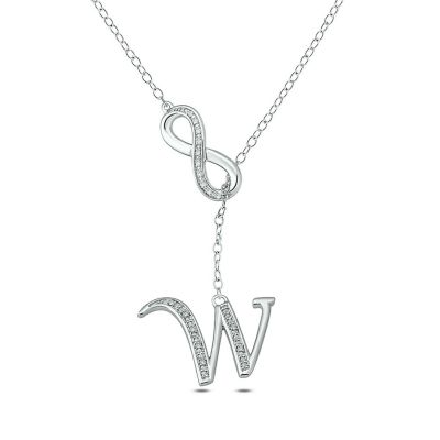 Belk & Co Diamond Accent Initial Infinity Lariat Necklace In Sterling Silver, White