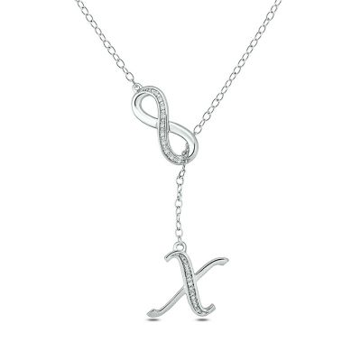 Belk & Co Diamond Accent Initial Infinity Lariat Necklace In Sterling Silver, White