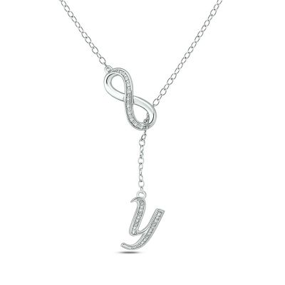 Belk & Co Diamond Accent Initial Infinity Lariat Necklace In Sterling Silver, White