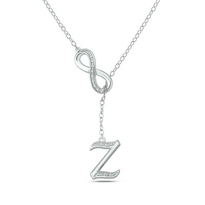 Belk & Co Diamond Accent Initial Infinity Lariat Necklace In Sterling Silver, White