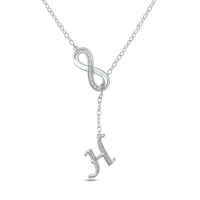 Belk & Co Diamond Accent Initial Infinity Lariat Necklace In Sterling Silver, White