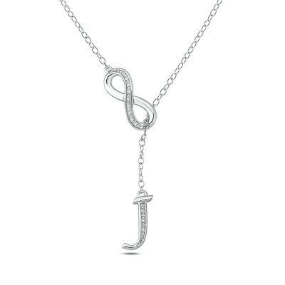 Belk & Co Diamond Accent Initial Infinity Lariat Necklace In Sterling Silver, White