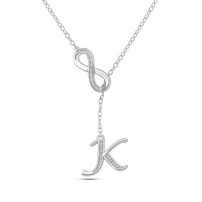 Belk & Co Diamond Accent Initial Infinity Lariat Necklace In Sterling Silver