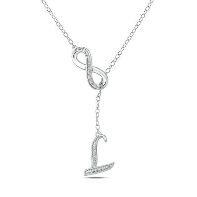 Belk & Co Diamond Accent Initial Infinity Lariat Necklace In Sterling Silver, White