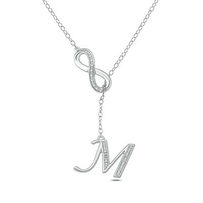 Belk & Co Diamond Accent Initial Infinity Lariat Necklace In Sterling Silver, White