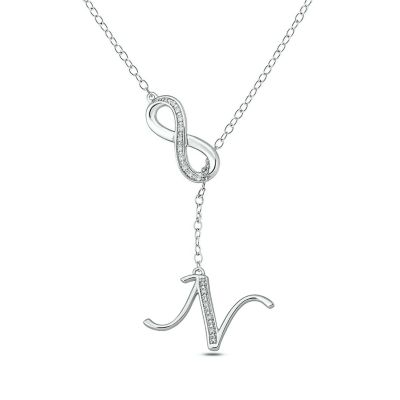 Belk & Co Diamond Accent Initial Infinity Lariat Necklace In Sterling Silver, White