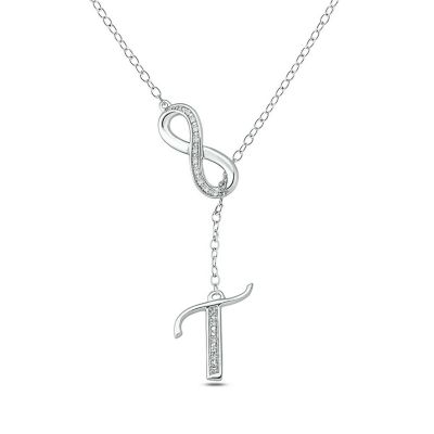 Belk & Co Diamond Accent Initial Infinity Lariat Necklace In Sterling Silver, White