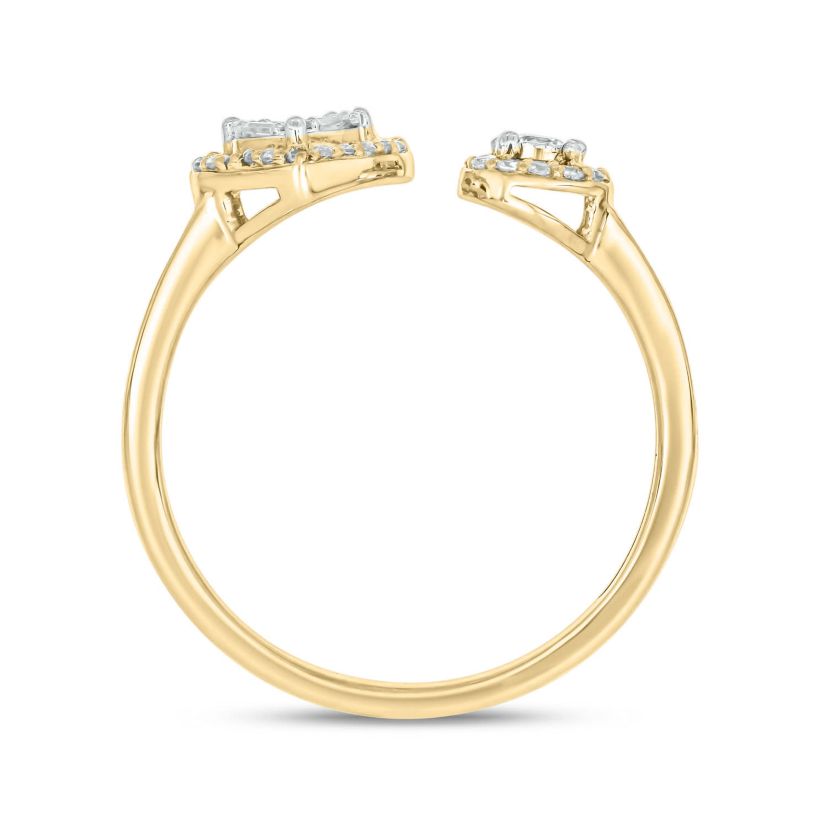 1/4 carat, Diamond Open Ring ,Tikli,Single Halo Heart Ring in 14K Yellow Gold