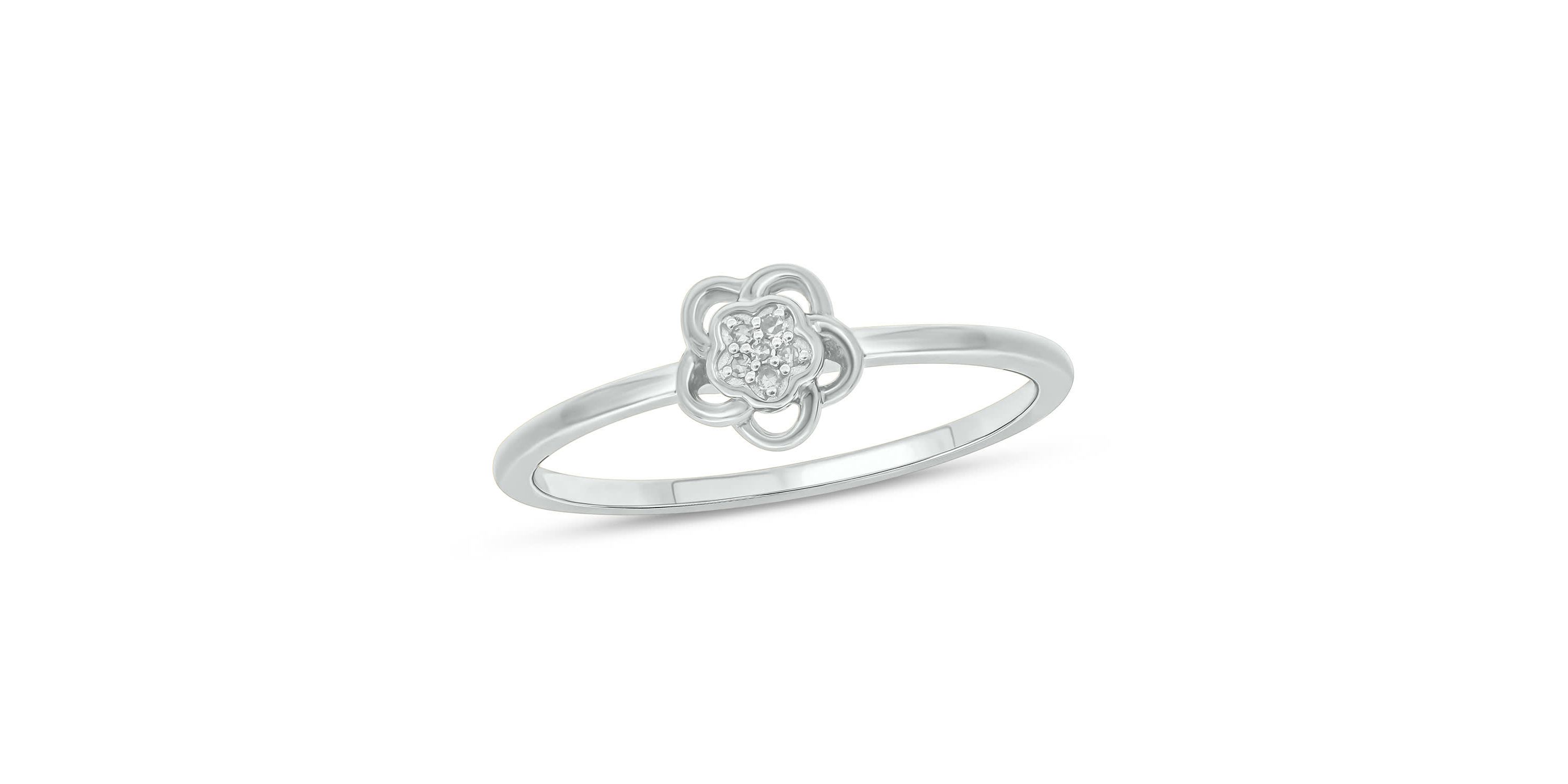 Diamond Accent Flower & Center Flower Cluster Ring in 14K Yellow Gold