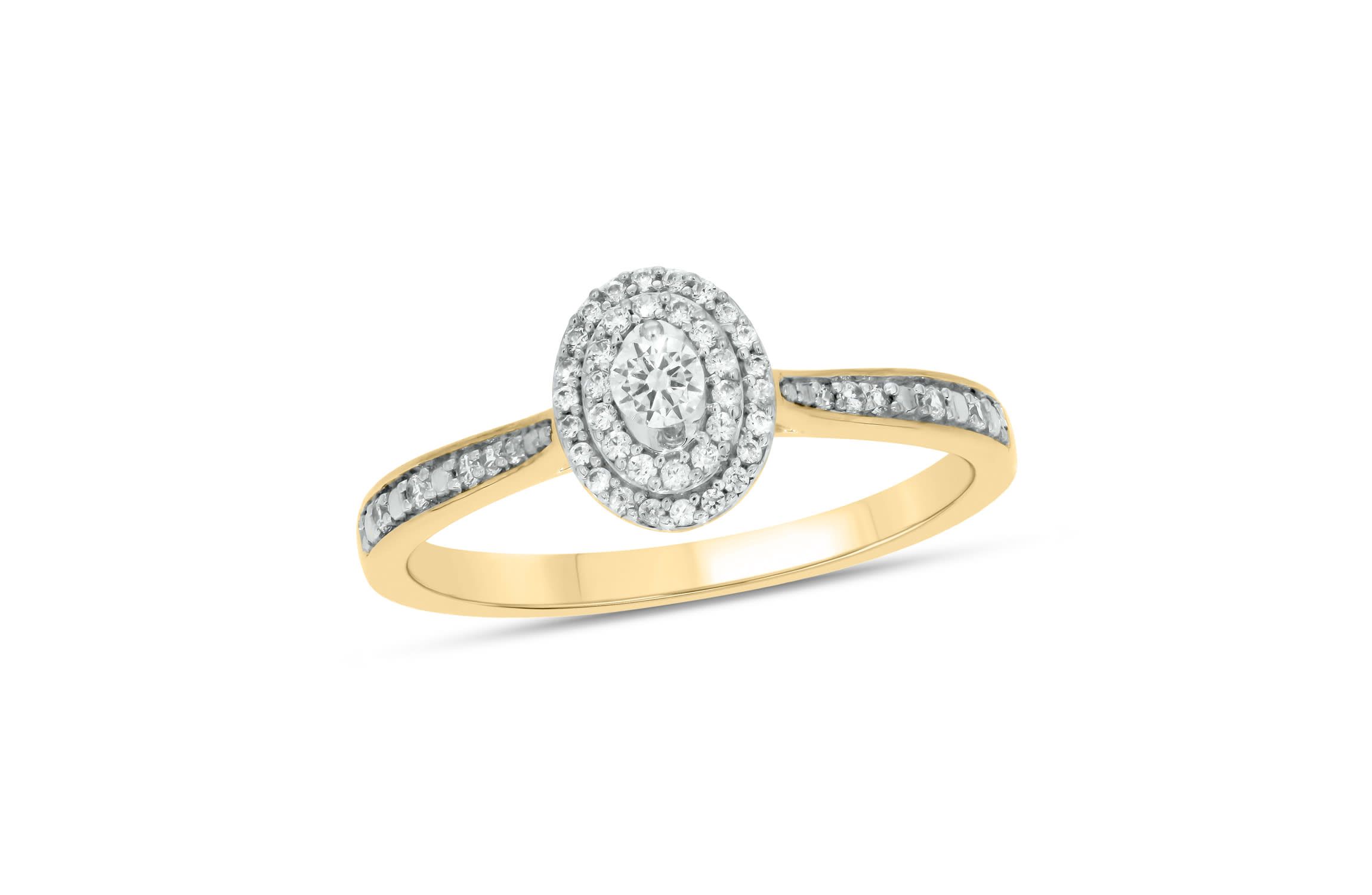 1/4 carat, Diamond Double Halo,Graduation Shank Ring in 14K White Gold