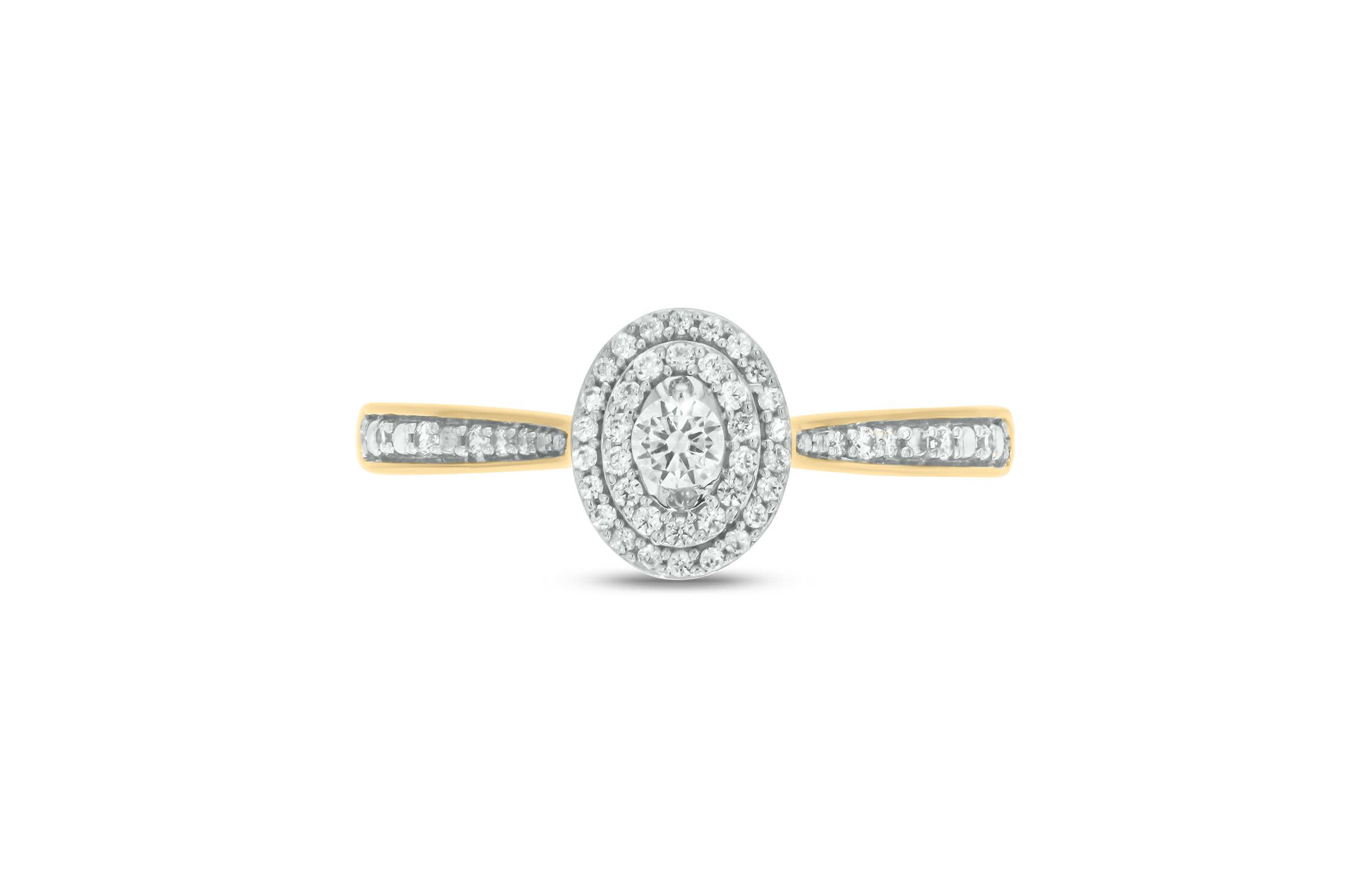 1/4 carat, Diamond Double Halo,Graduation Shank Ring in 14K White Gold