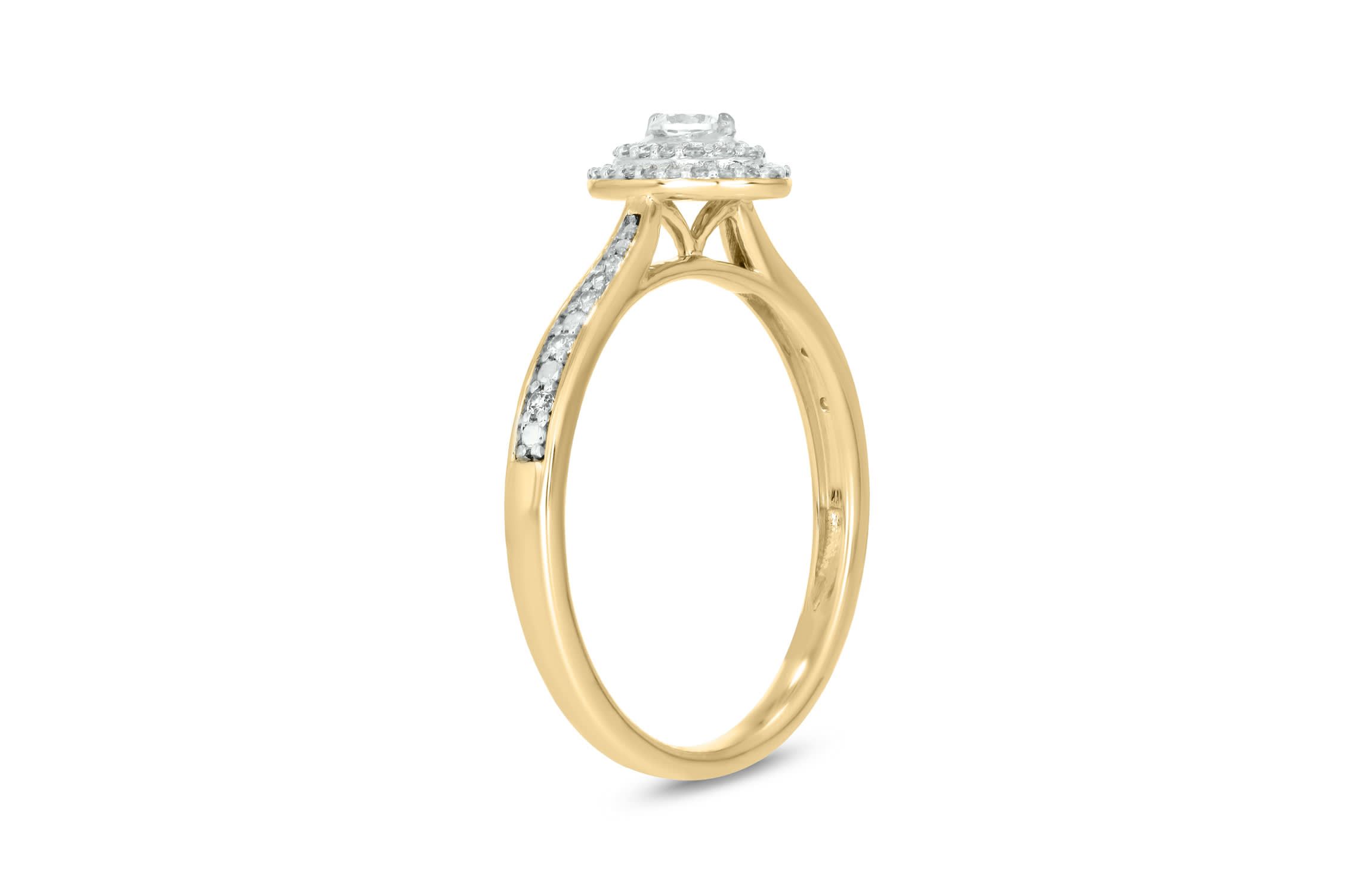 1/4 carat, Diamond Double Halo,Graduation Shank Ring in 14K White Gold