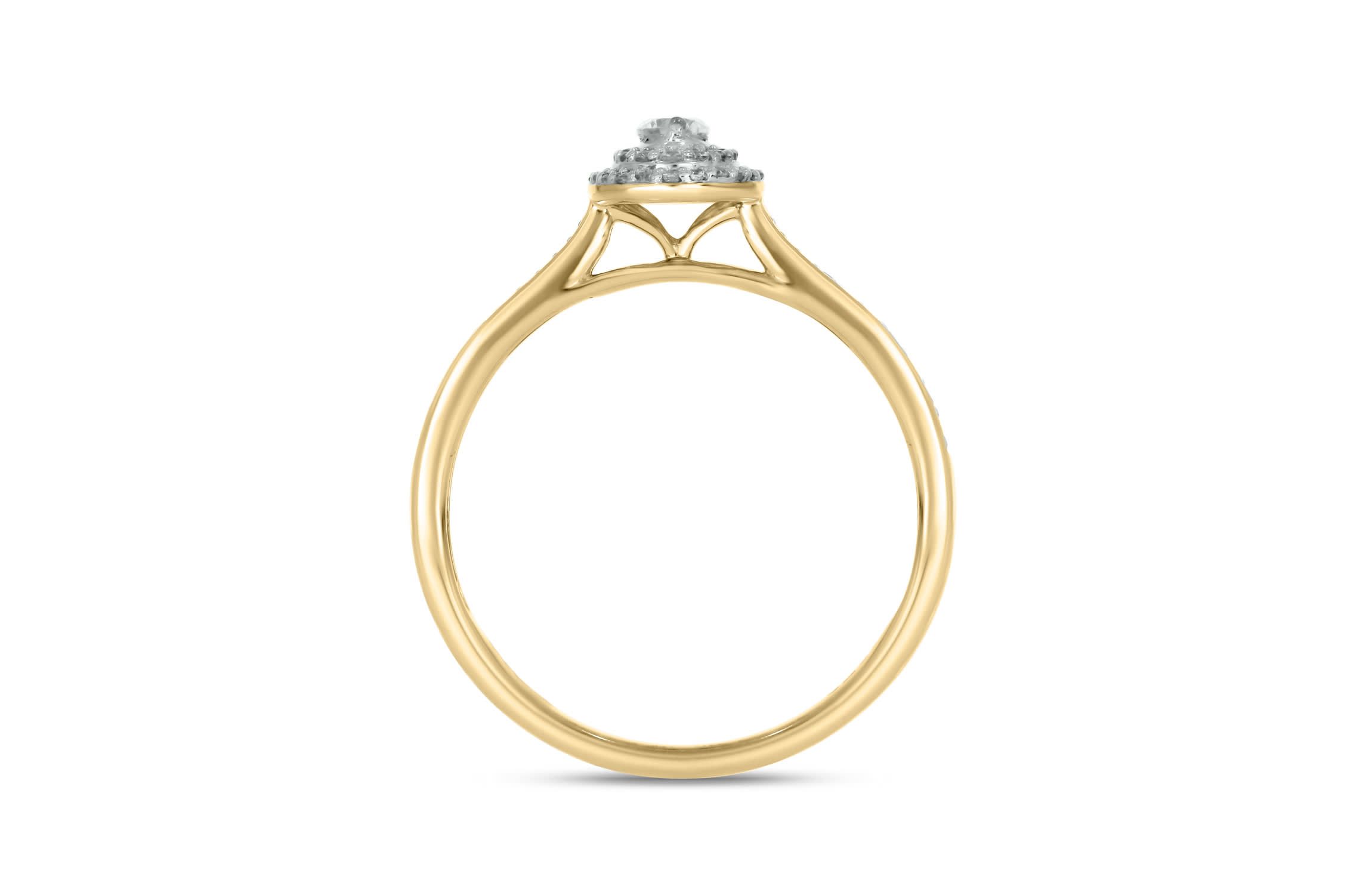 1/4 carat, Diamond Double Halo,Graduation Shank Ring in 14K White Gold