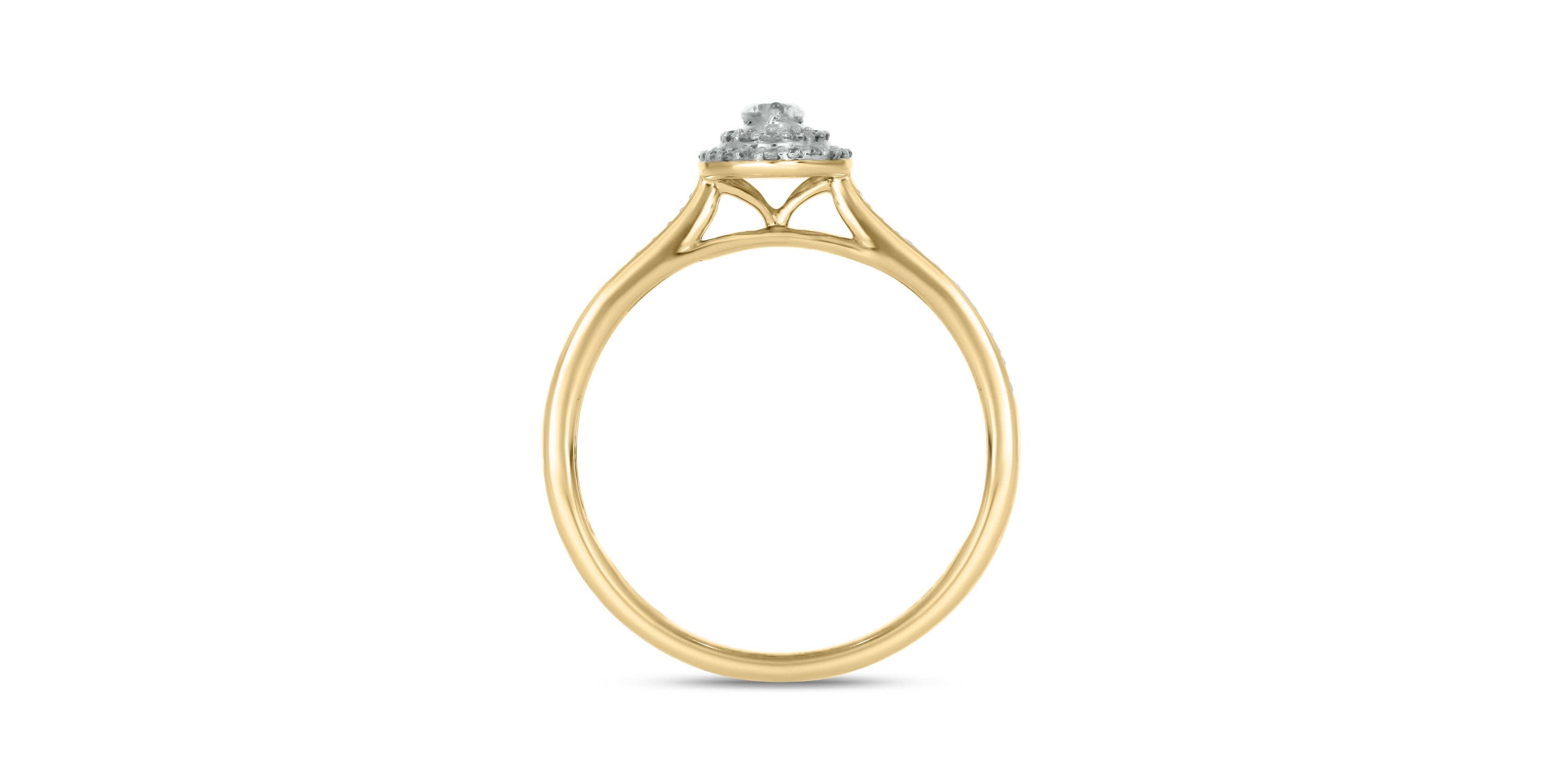 1/4 carat, Diamond Double Halo,Graduation Shank Ring in 14K Yellow Gold