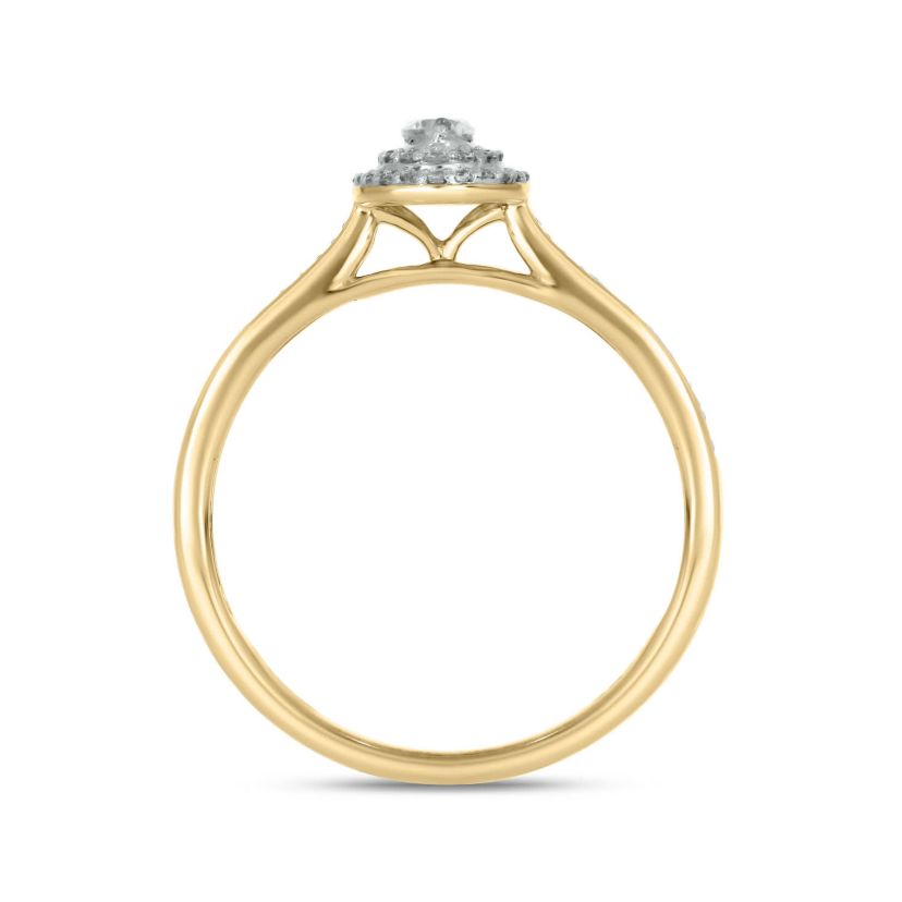 1/4 carat, Diamond Double Halo,Graduation Shank Ring in 14K Yellow Gold