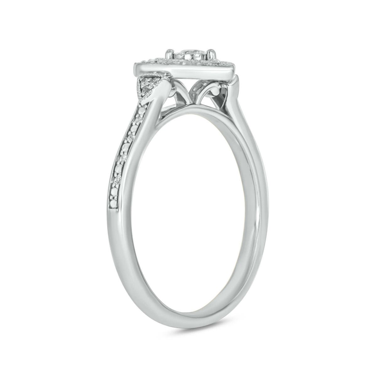 1/5 carat, Diamond Heart Halo Promise Ring in 14K White Gold