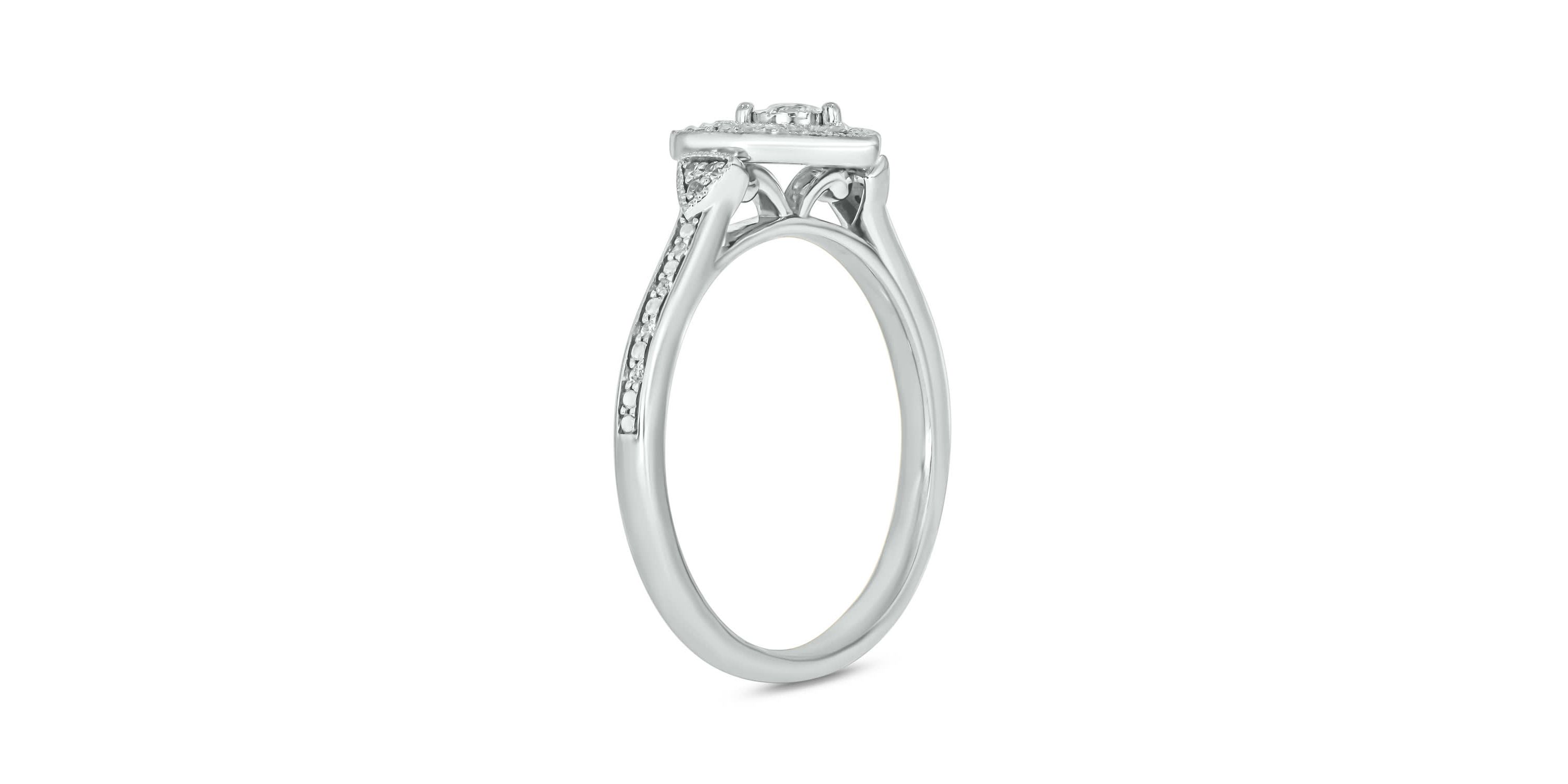 1/5 carat, Diamond Heart Halo Promise Ring in 14K White Gold